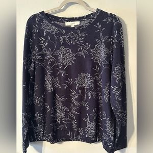 Loft Blue Floral Shirt Womans L